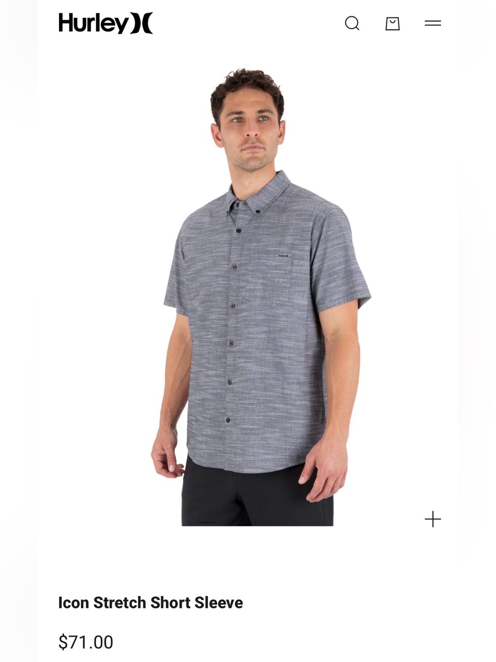Hurley Men's Gray Short-Sleeve Button-Down Shirt